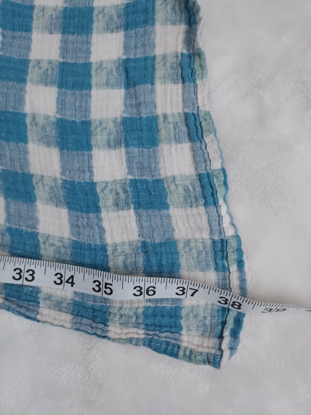 Bébé au Lait Single Aqua & White Check Cotton Muslin Swaddle - Picture 6 of 7